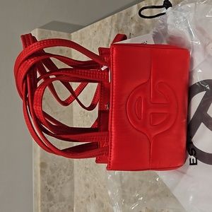 Red puffer Telfar mini bag
